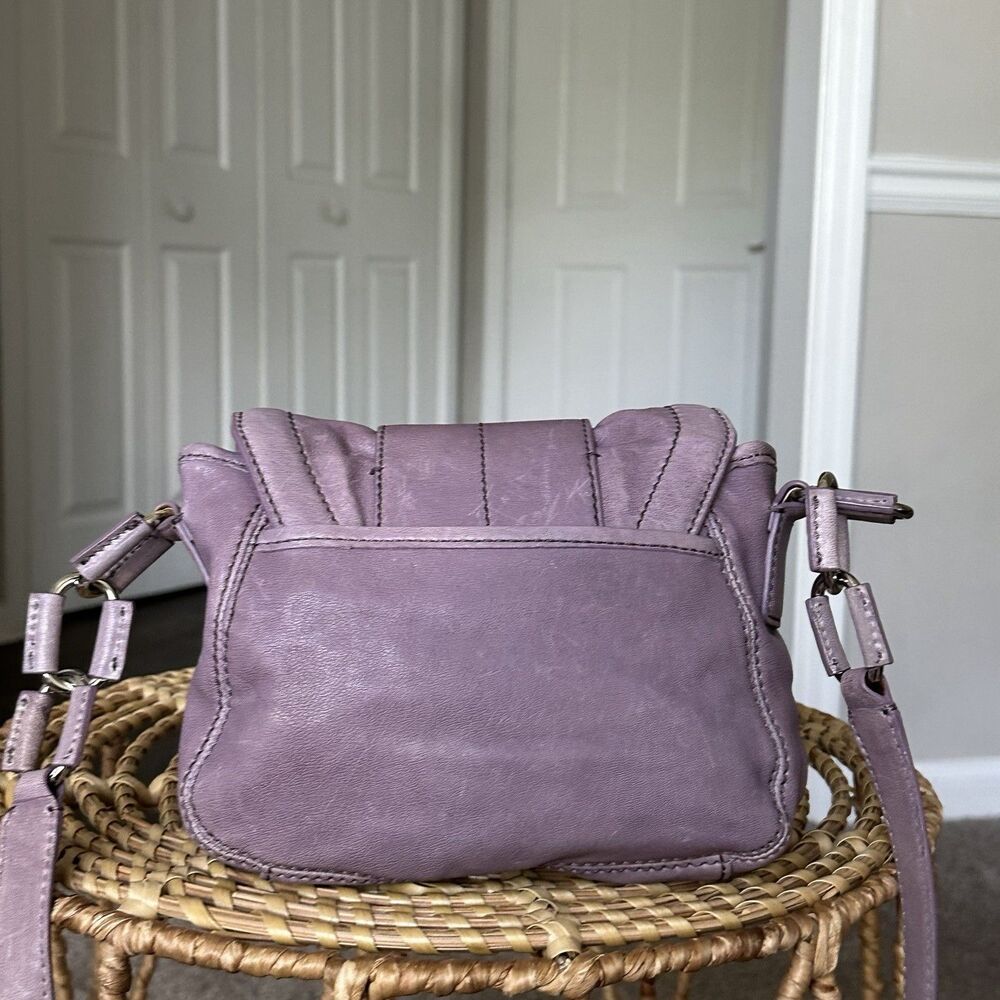 Vintage Michael Kors Camden Lilac Leather Silver Buckle Messenger Shoulder Bag - Picture 3 of 14